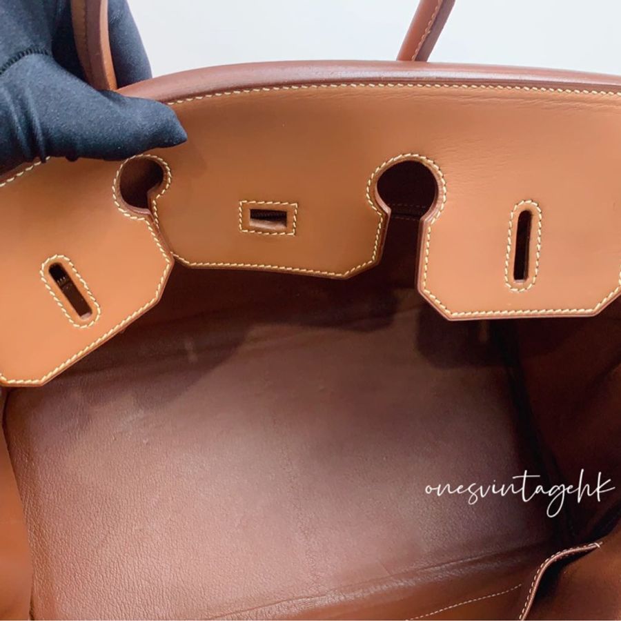 Hermes Vintage Birkin 35 Fabrics ,Barenia 愛馬仕鉑金包35 帆布拼馬鞍皮-12