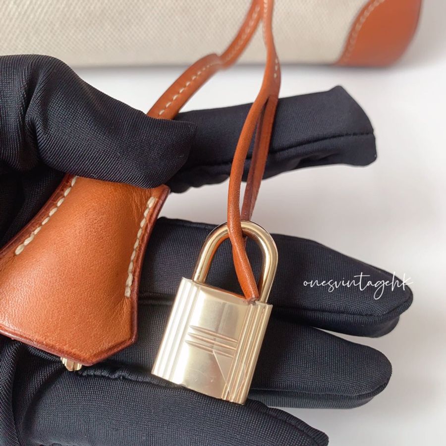 Hermes Vintage Birkin 35 Fabrics ,Barenia 愛馬仕鉑金包35 帆布拼馬鞍皮-14