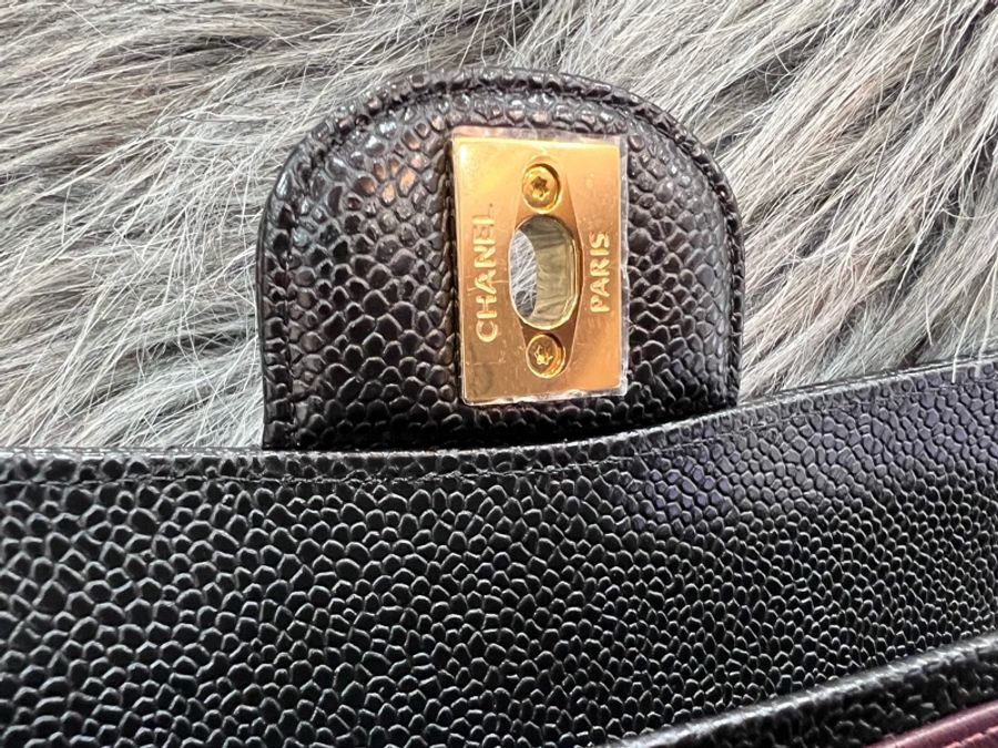 Chanel 香奈兒 A01113 黑色 荔枝皮 金釦 Coco23 CF23 翻蓋包 肩背包 斜背包 晚宴包-18