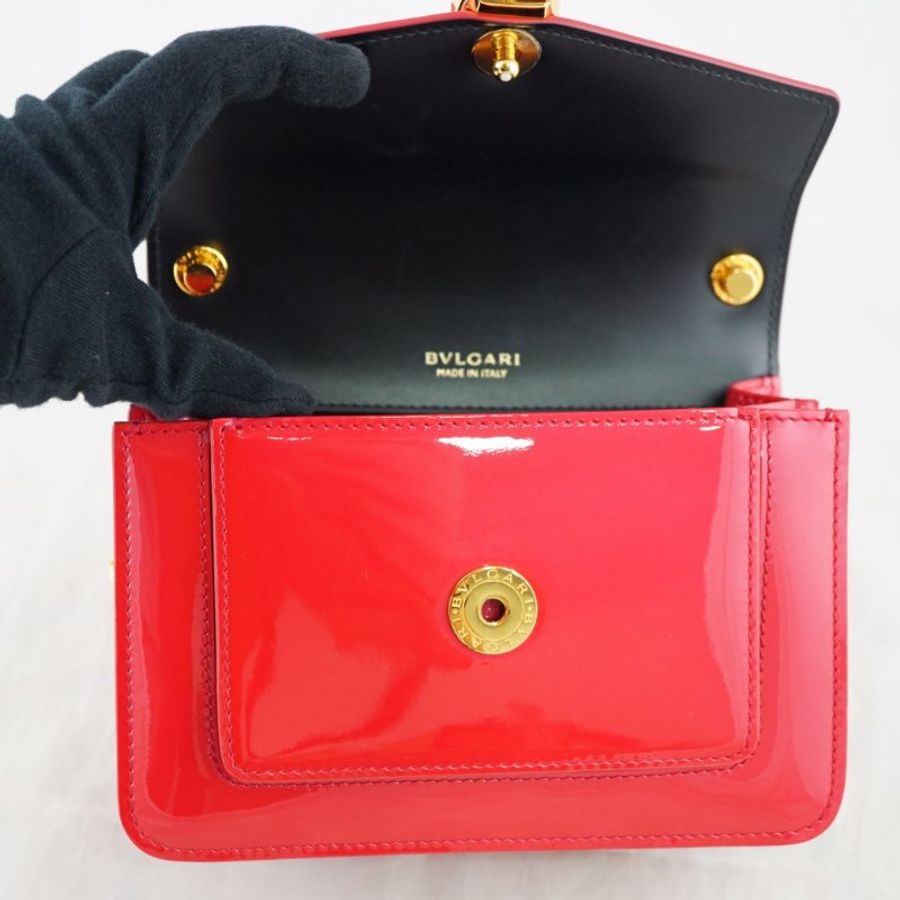 BVLGARI 寶格麗 Serpenti Forever 紅色漆皮琺瑯蛇頭肩背包 斜背包(附購證)-20