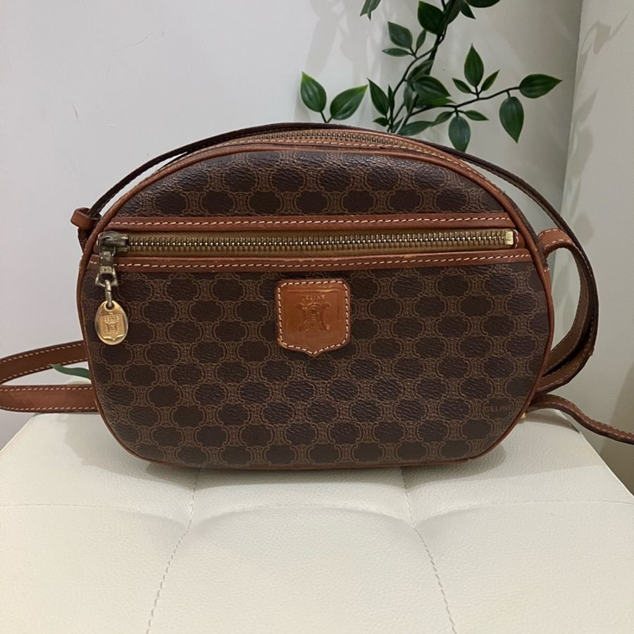 Celine Vintage Macadam shoulder Bag 中古凱旋門手袋-0