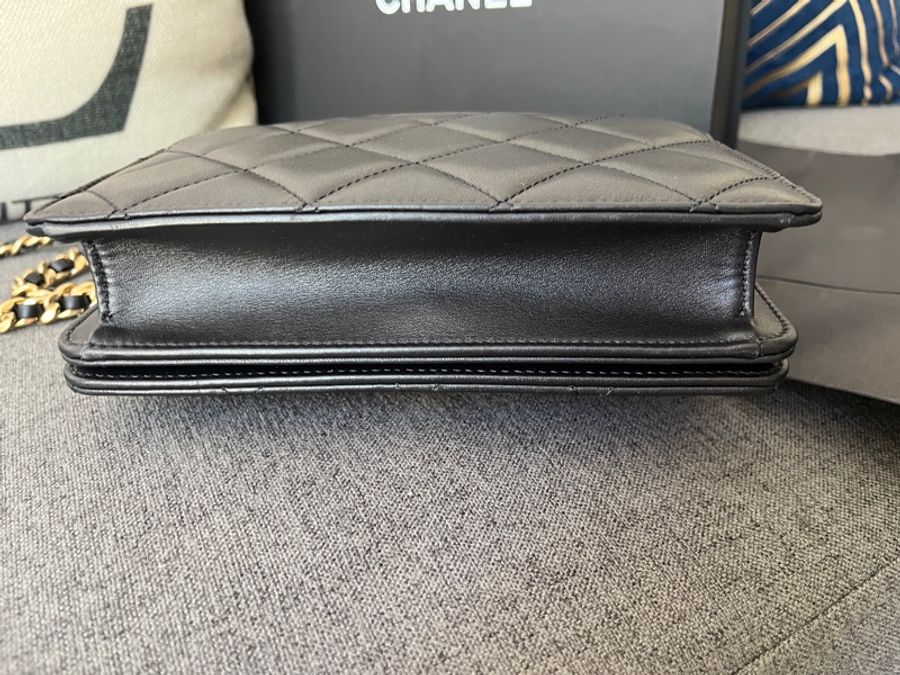 CHANEL 24p手柄mini CF /牛皮黑金-11