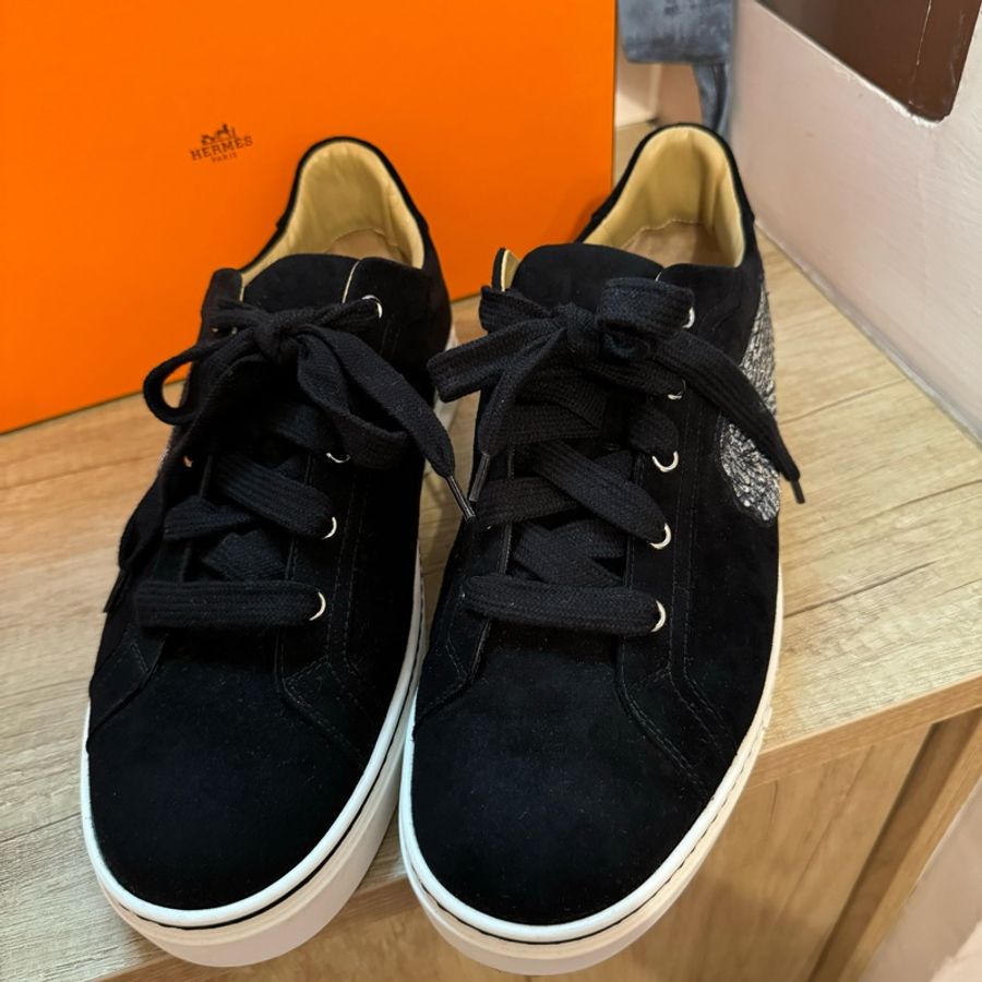Hermes 絕版翅膀 麂皮 帆布鞋-8