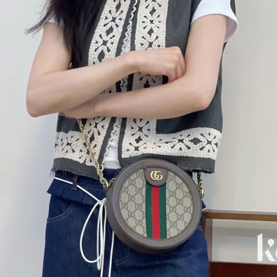Gucci Ophidia 老花圓餅包🤎98新🆕-3