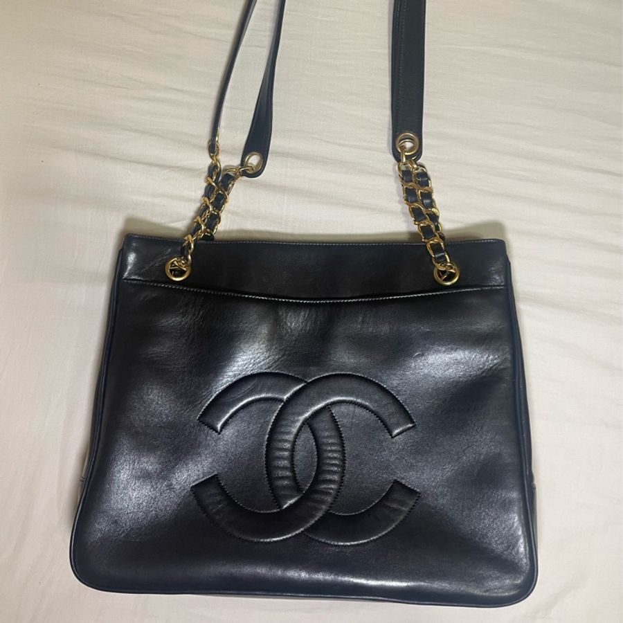 Chanel vintage tote bag 中古黑金托特包-6