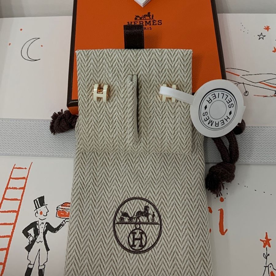 全新愛馬仕Hermes mini pop 耳環(白玫瑰金)-0