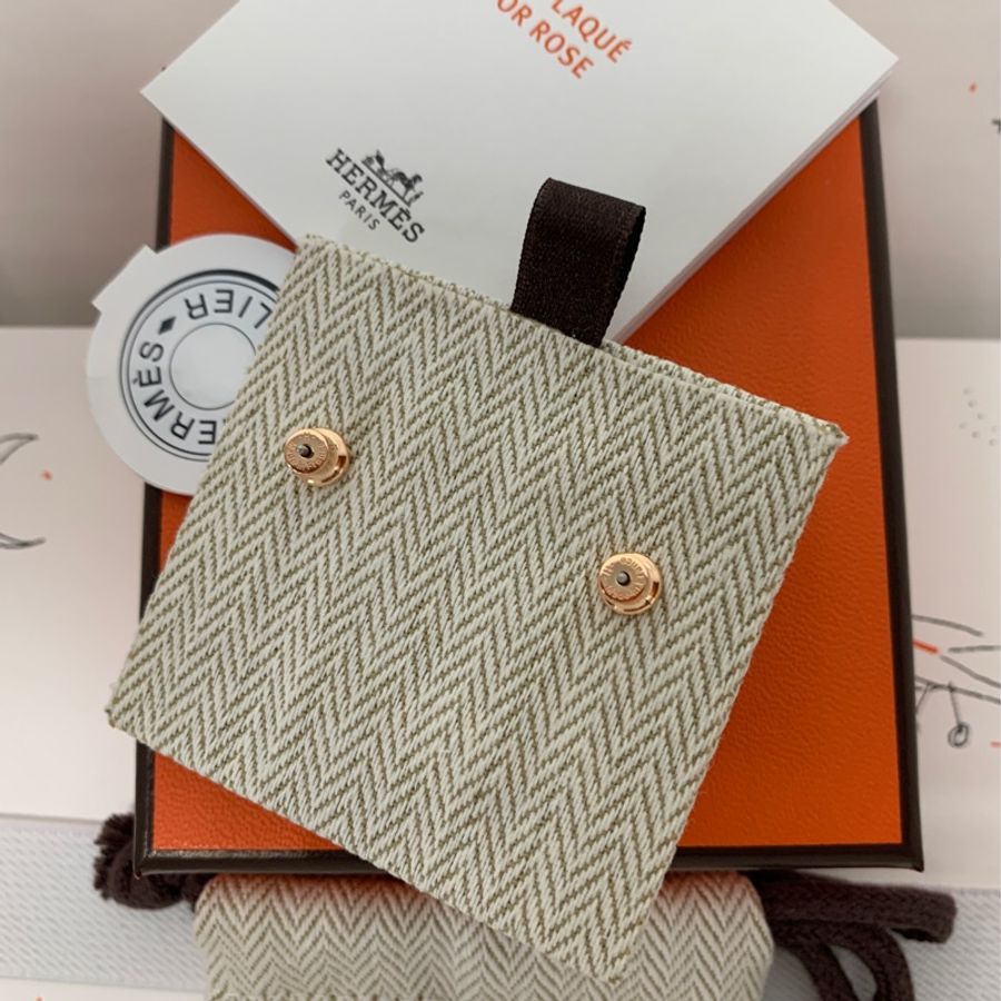 全新愛馬仕Hermes mini pop 耳環(白玫瑰金)-2