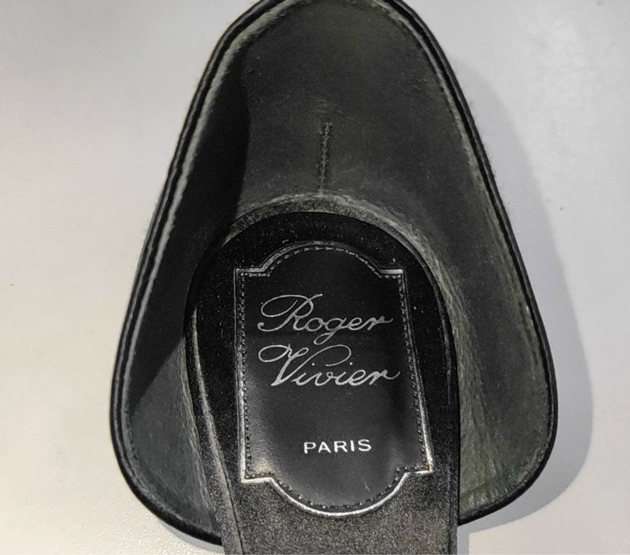 Roger Vivier 38碼 夏季黑色緞面女士低跟鞋-6