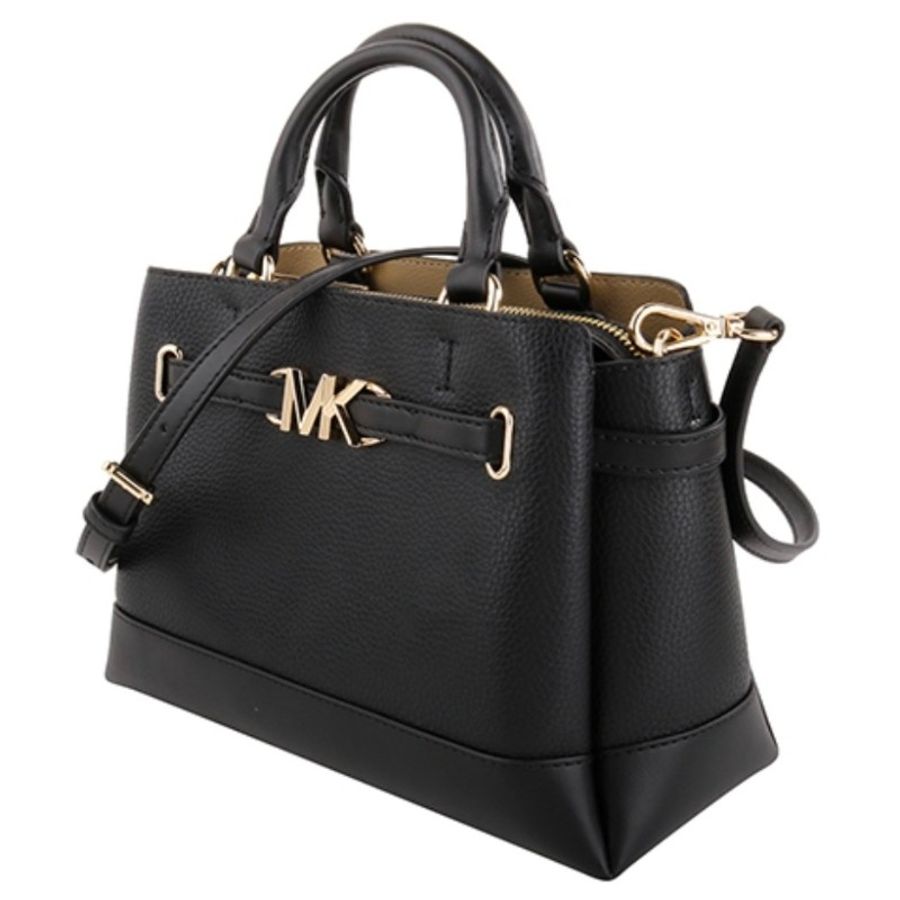 MICHAEL KORS - 金MK 荔枝紋皮革手提兩用包黛妃包(黑色)-3