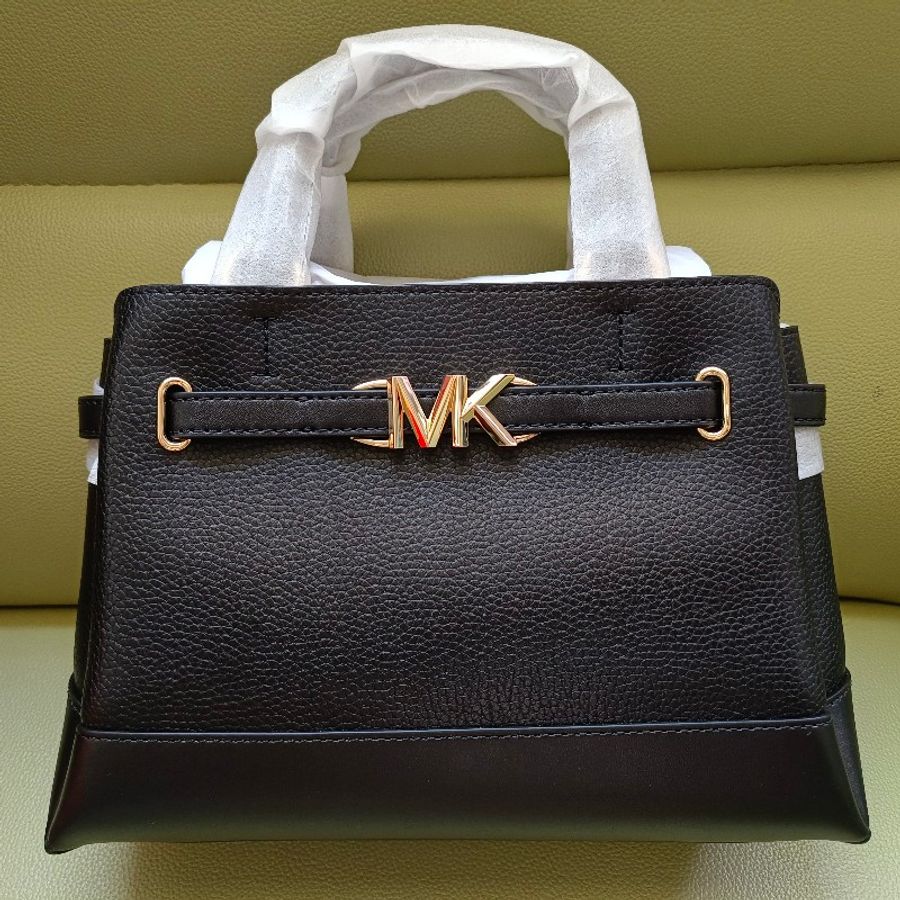 MICHAEL KORS - 金MK 荔枝紋皮革手提兩用包黛妃包(黑色)-5
