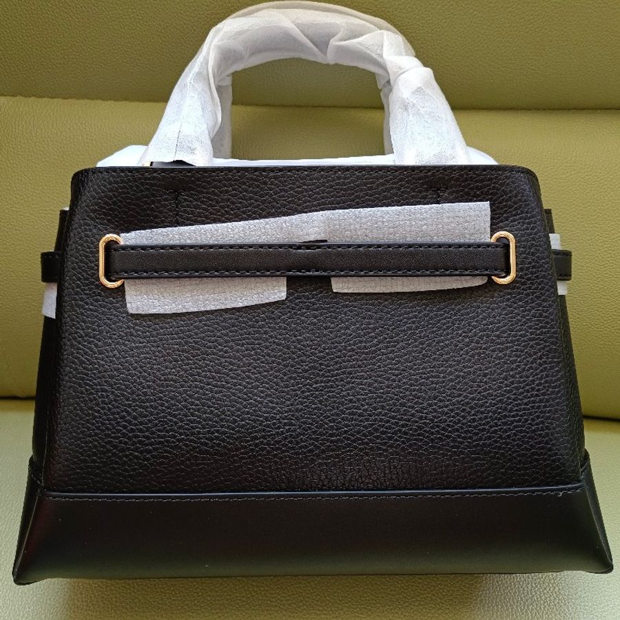 MICHAEL KORS - 金MK 荔枝紋皮革手提兩用包黛妃包(黑色)-6