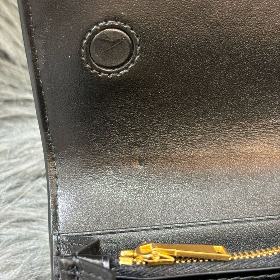 BOTTEGA VENETA BV 667433 黑色 CASSETTE 小牛皮 大方格 編織 釦式 拉鍊 零錢袋 長夾 皮夾 發財長夾-22