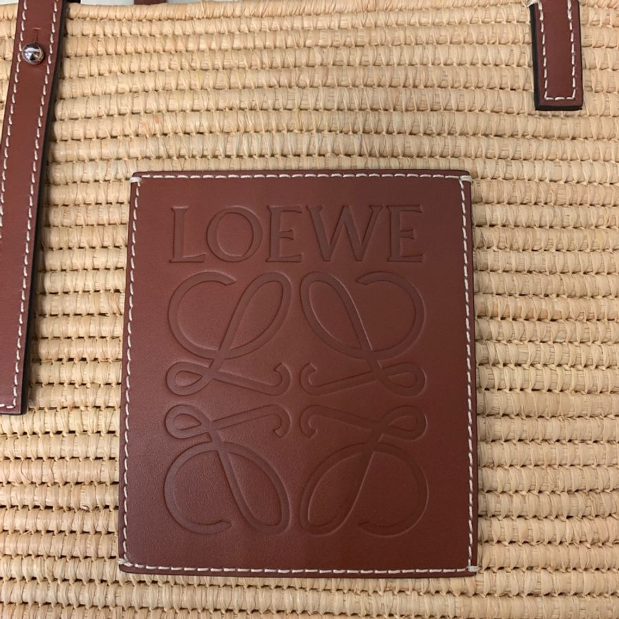 Loewe 方形皮質草編包-6