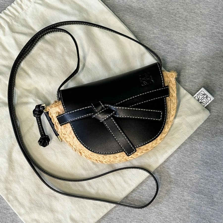LOEWE Mini Gate Raffia Crossbody Bag-2