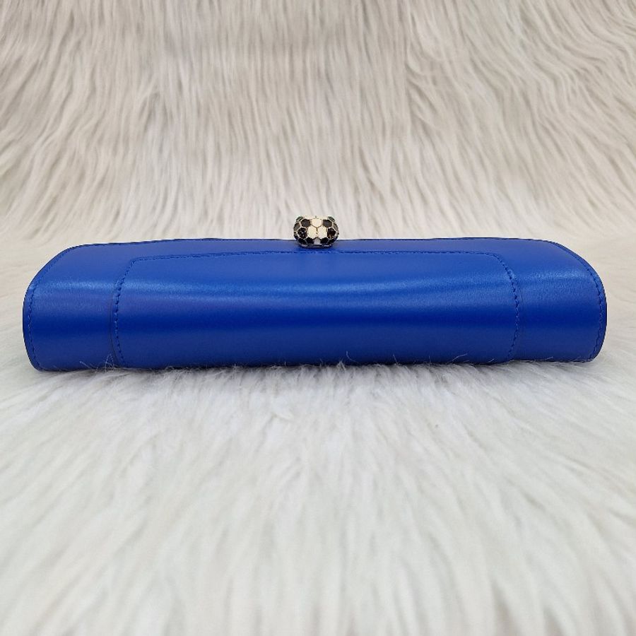 特價中Bvlgari SERPENTI 寶格麗蛇頭 閃電藍牛皮長夾/手拿包-8