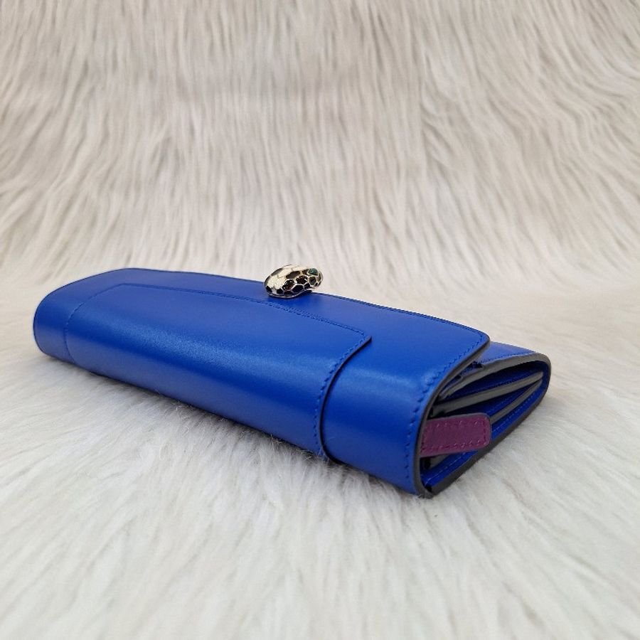 特價中Bvlgari SERPENTI 寶格麗蛇頭 閃電藍牛皮長夾/手拿包-10