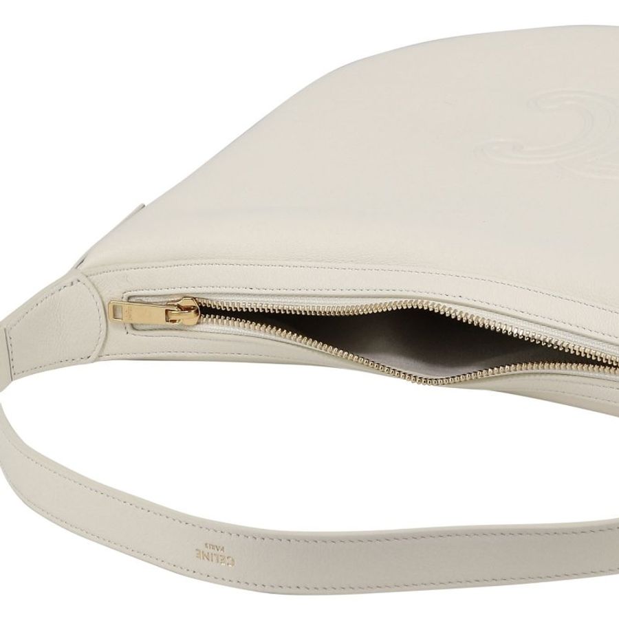 Celine 114713 中款 Heloise Cuir 凱旋門柔軟小牛皮包 純白《2024季度★全新商品 》-7