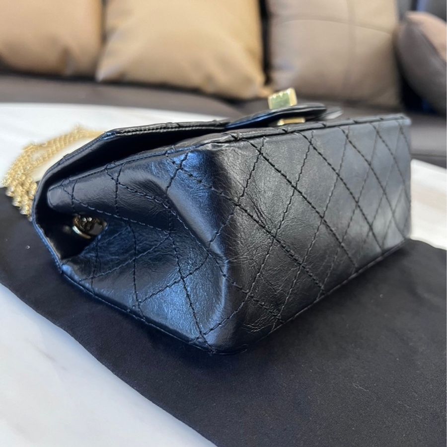 Chanel 2.55 mini 黑色金釦-11