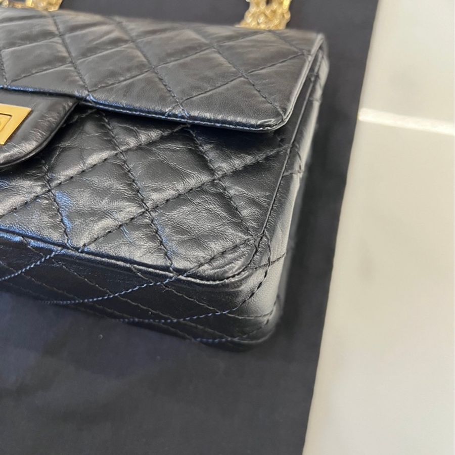 Chanel 2.55 mini 黑色金釦-14