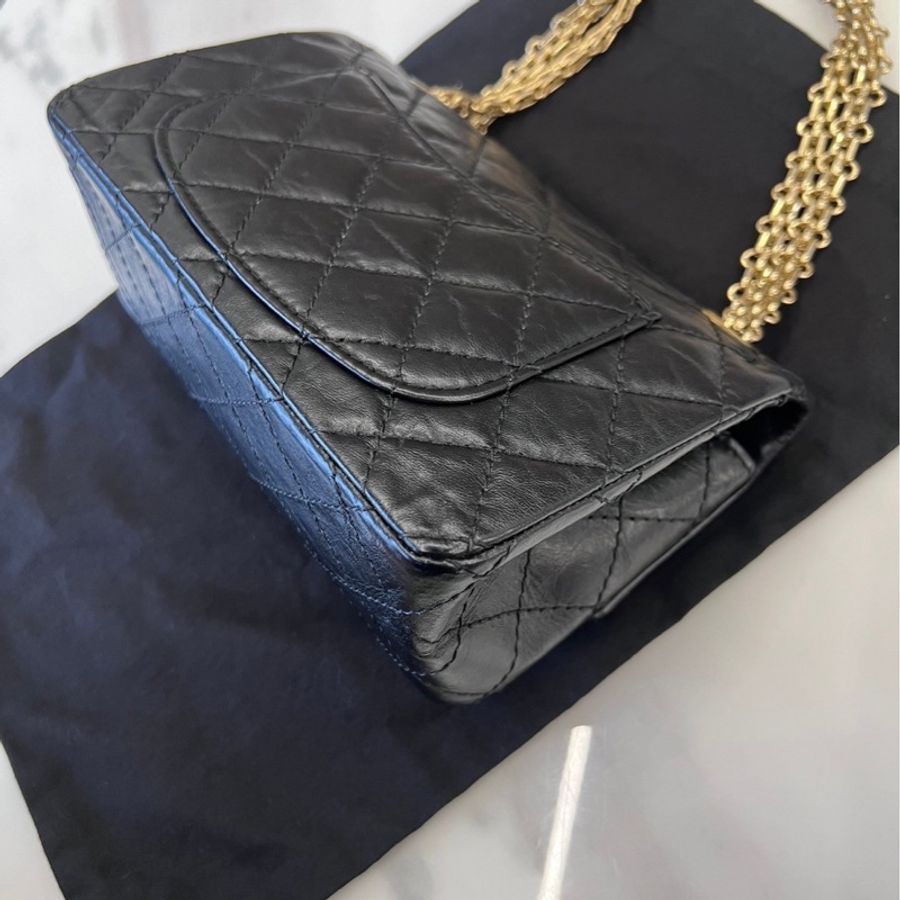Chanel 2.55 mini 黑色金釦-15