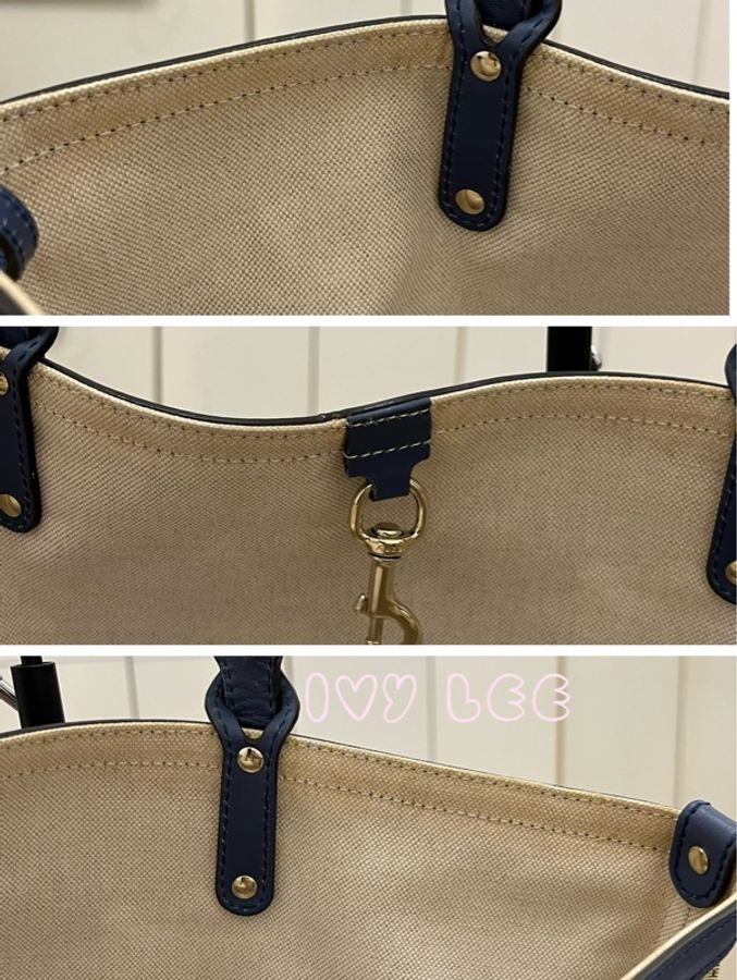 GUCCI 247209 Graft系列經典雙G緹花橫式托特包 附皮革萬用袋 子母包 藍色邊 二手精品-20
