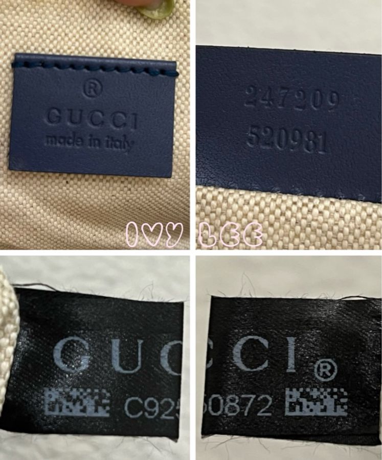 GUCCI 247209 Graft系列經典雙G緹花橫式托特包 附皮革萬用袋 子母包 藍色邊 二手精品-25