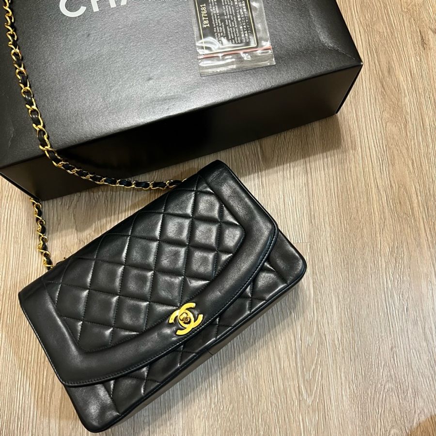 瑞奇二手精品 Chanel 黑金 vintage 戴菲包 美品一顆全配-3