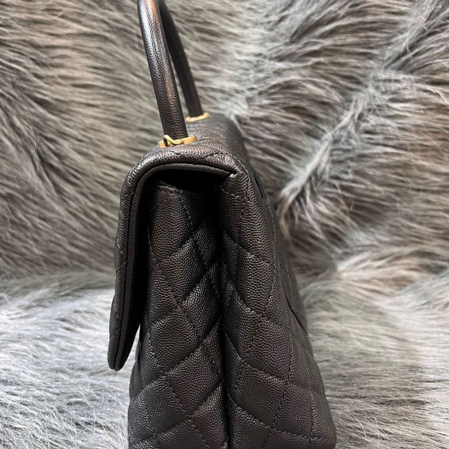 Chanel A92991 黑色 荔枝皮 金釦 Coco Handle 28 手提包 肩背包 公事包-2