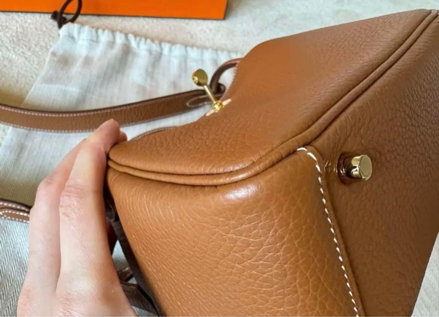 Hermes mini Lindy 全新 金棕金 TC牛皮-9