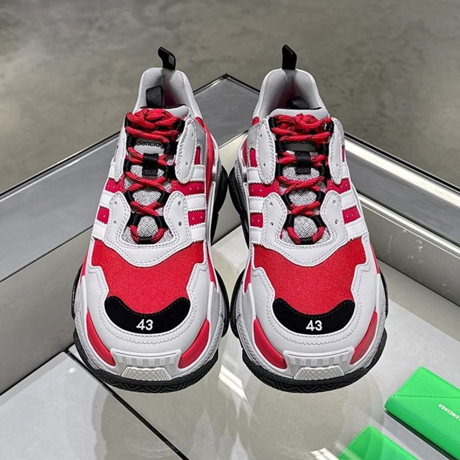 🌴夏季特惠🌞Adidas X Balenciaga 712821 Triple S 男款條紋經典運動鞋 紅/灰 EU 40/41/42/43/44【促銷品】-1