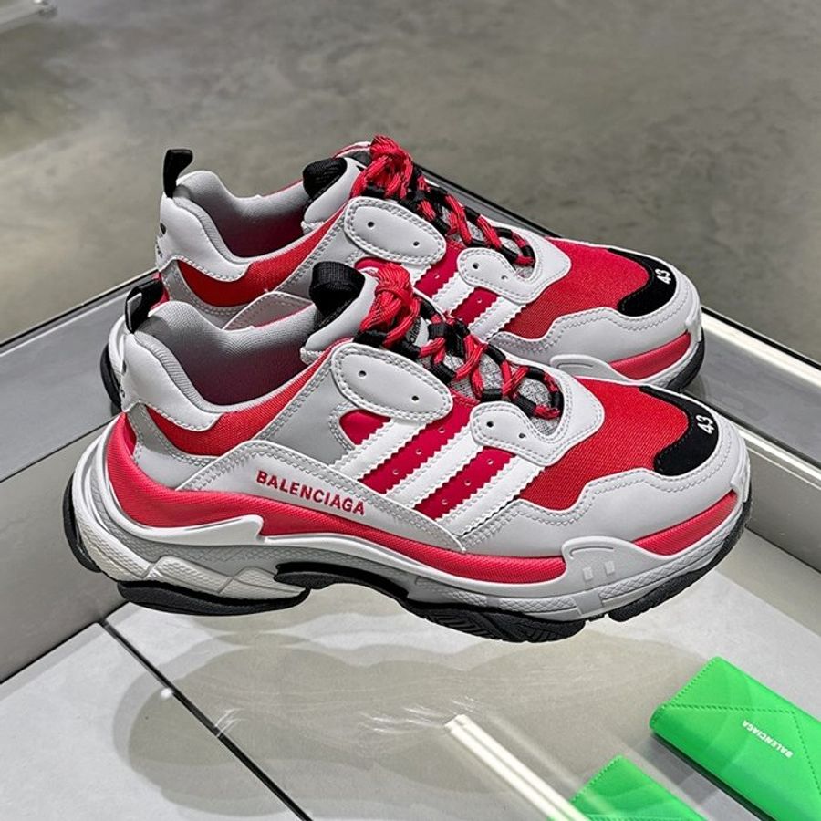 🌴夏季特惠🌞Adidas X Balenciaga 712821 Triple S 男款條紋經典運動鞋 紅/灰 EU 40/41/42/43/44【促銷品】-2