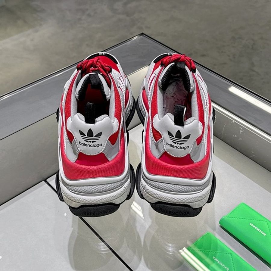 🌴夏季特惠🌞Adidas X Balenciaga 712821 Triple S 男款條紋經典運動鞋 紅/灰 EU 40/41/42/43/44【促銷品】-4