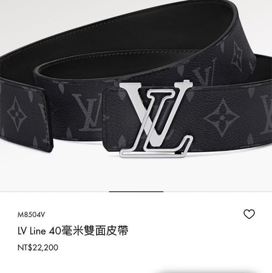 LV  新款 黑灰色 老花 LOGO 雙面  腰帶 皮帶 閒置93新閒置割愛 17580尺寸95公分  🤎有附防塵套、吊牌、盒子-1