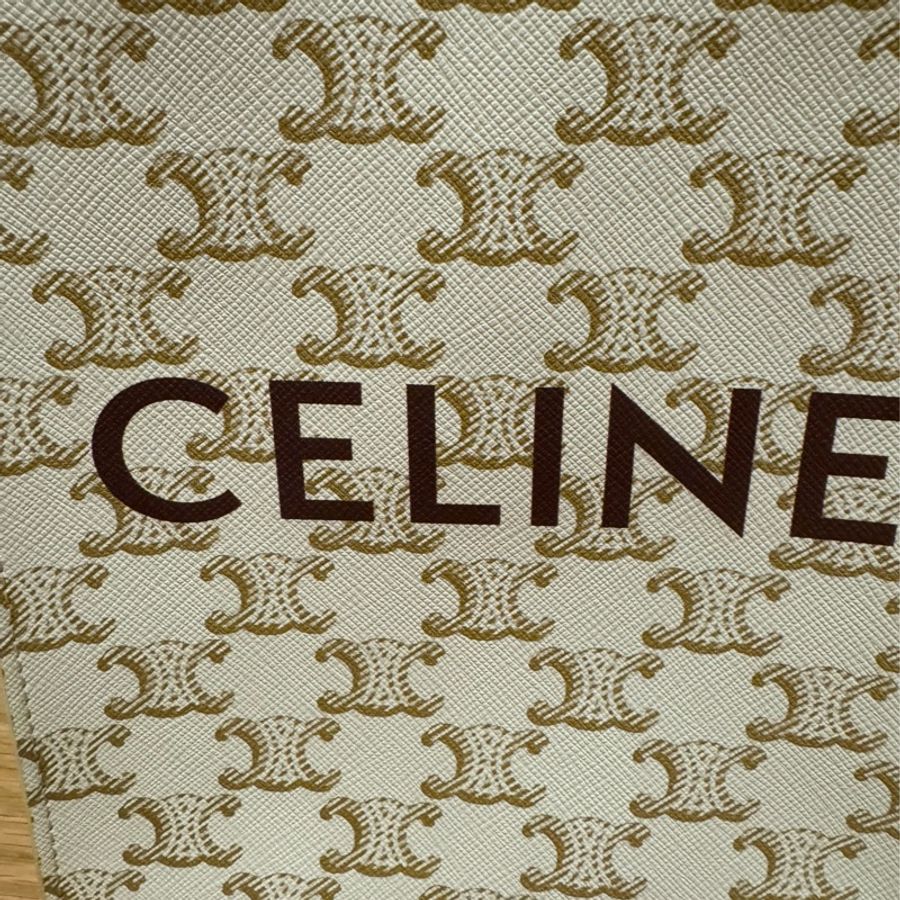 Celine TRIOMPHE帆布迷你型直式CABAS手袋 純白色-2