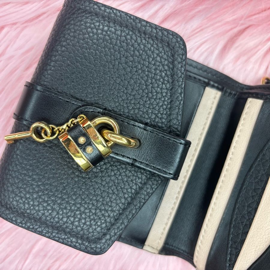 法國製造 Chloe 鎖頭🔒短夾黑色🩷🩵多卡可放🩷🩵-13