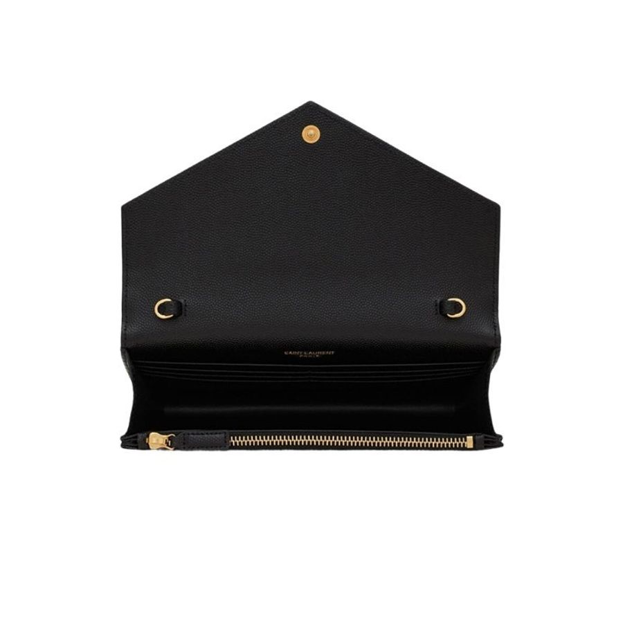 Yves Saint Laurent Cassandre Matelasse Envelope Chain Wallet for Women in Black (742920-BOW01-1000)-3