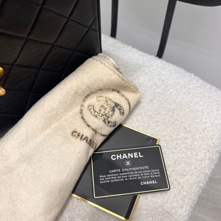 日本珍藏古董老香 Chanel 掀蓋方包 大c 菱格紋 這個要收藏 全配 防塵套 雷標全 保卡 紙卡都在-21