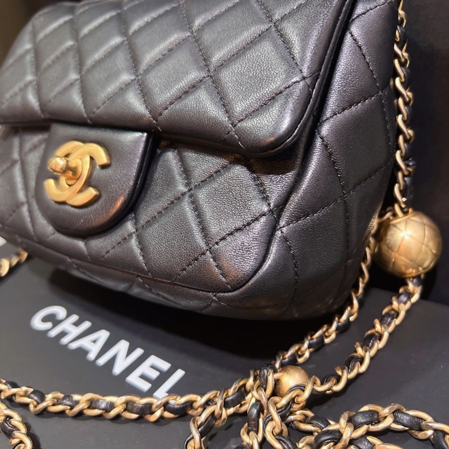 CHANEL 香奈兒 mini coco 經典爆款 黑色金球方胖 cf-3