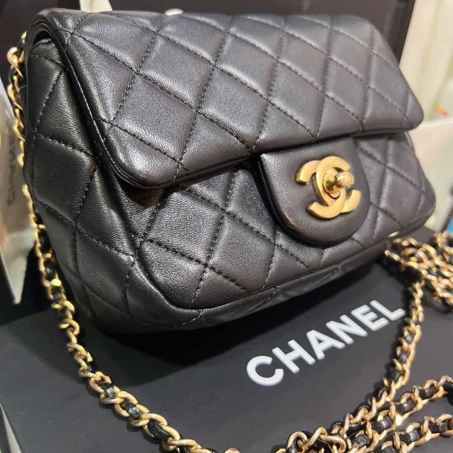 CHANEL 香奈兒 mini coco 經典爆款 黑色金球方胖 cf-4