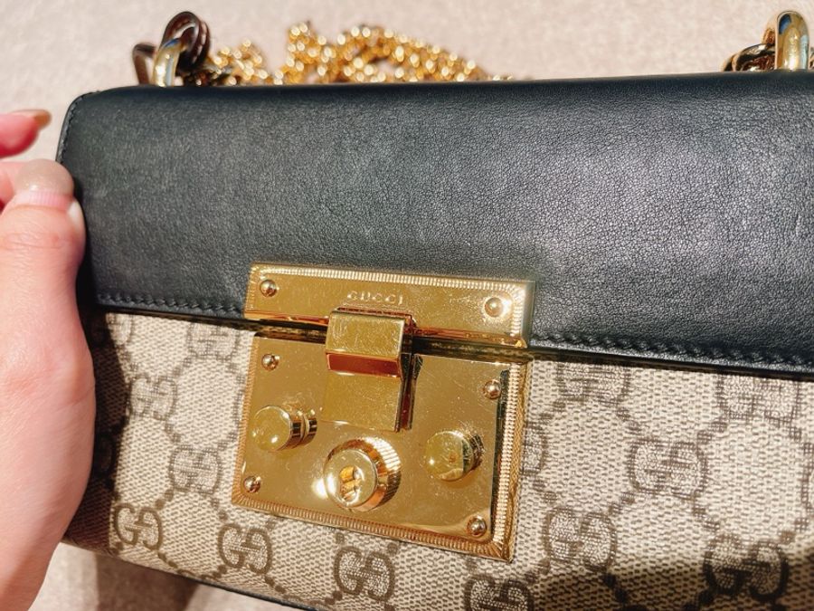 🌟二手/惜售 🌟誠可小議💖Gucci Padlock皮革老花金鏈條包-無盒、附防塵袋-23