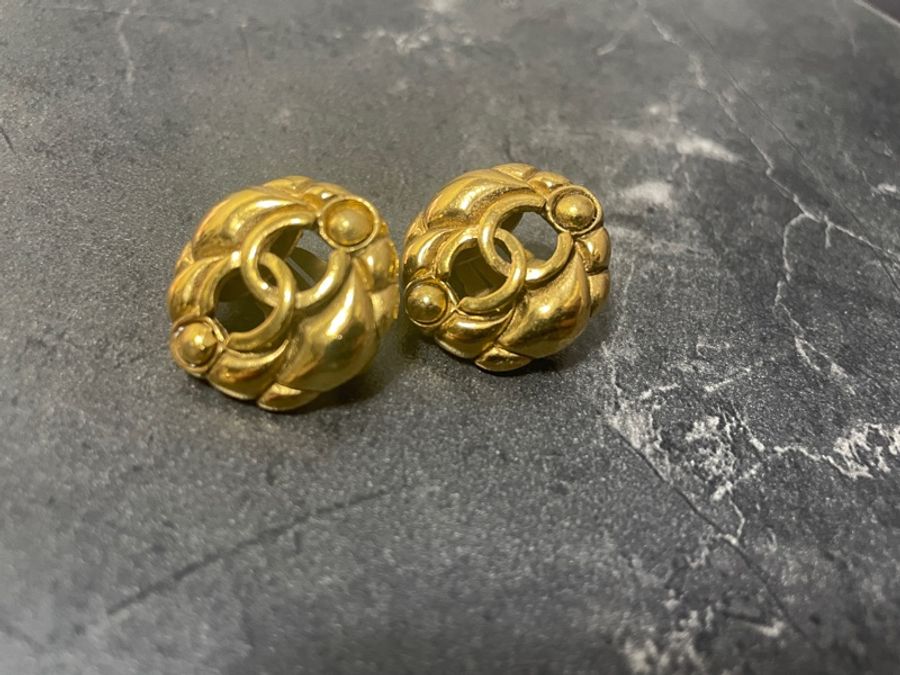 Chanel 香奈兒 Vintage超美夾式logo圓形夾式耳環-5