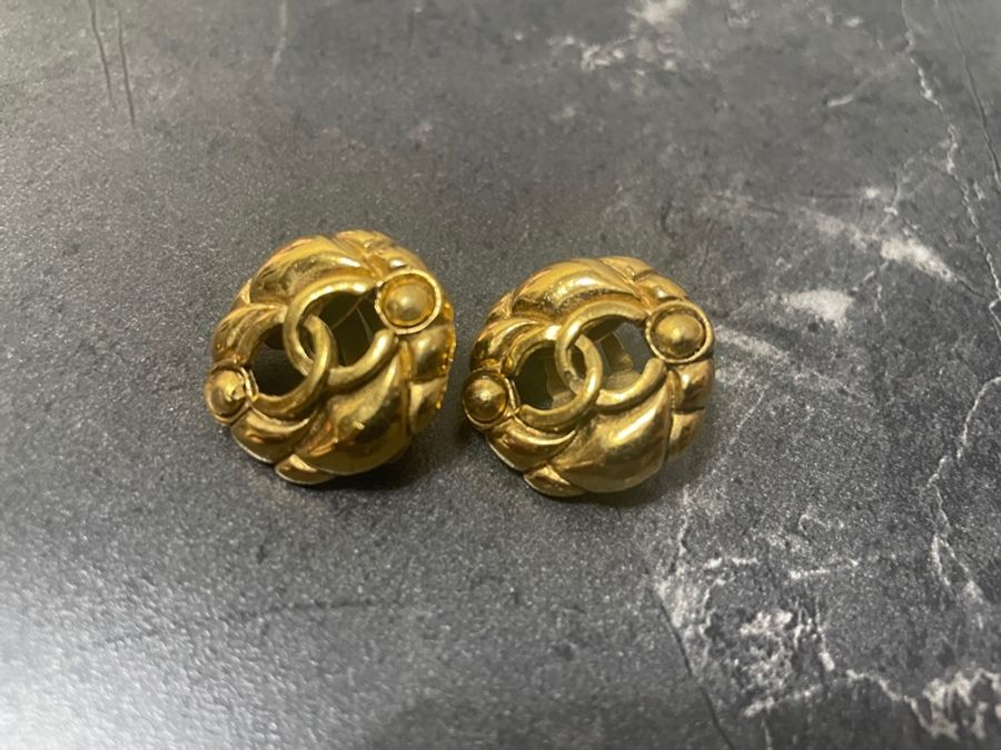 Chanel 香奈兒 Vintage超美夾式logo圓形夾式耳環-6