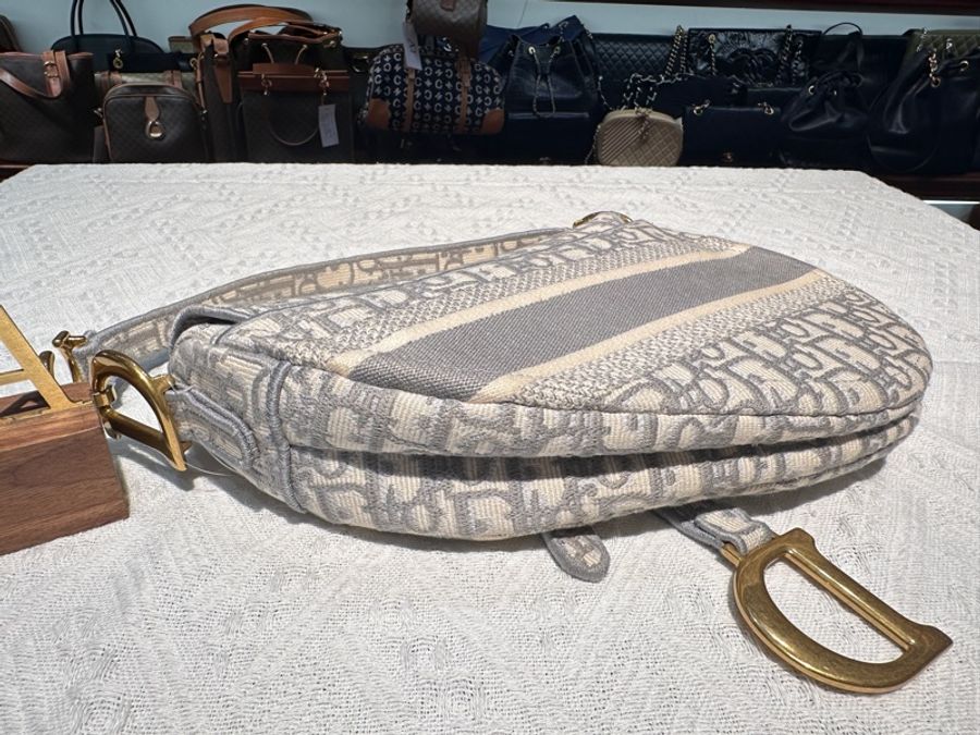 Dior Oblique Saddle Bag 迪奧灰色老花馬鞍包-11