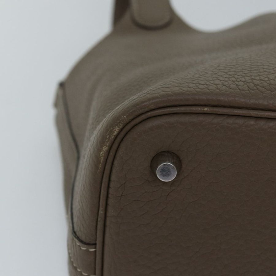 【日本直送】愛馬仕 Pico Tan Lock MM 單肩包 Taurillon Clemence Etope Auth 74760A-15