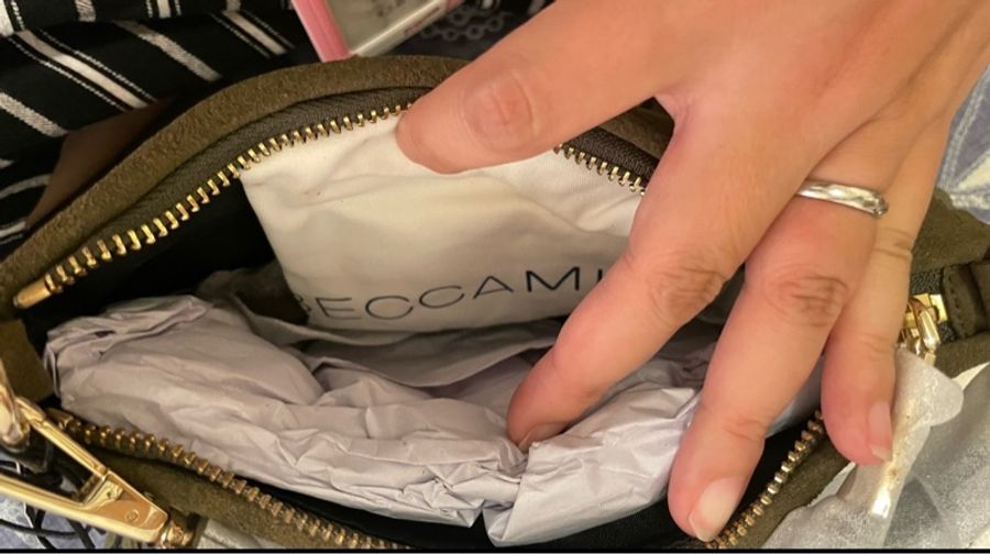 全新美國 RebeccaMinkoff麂皮綠色流蘇包-8