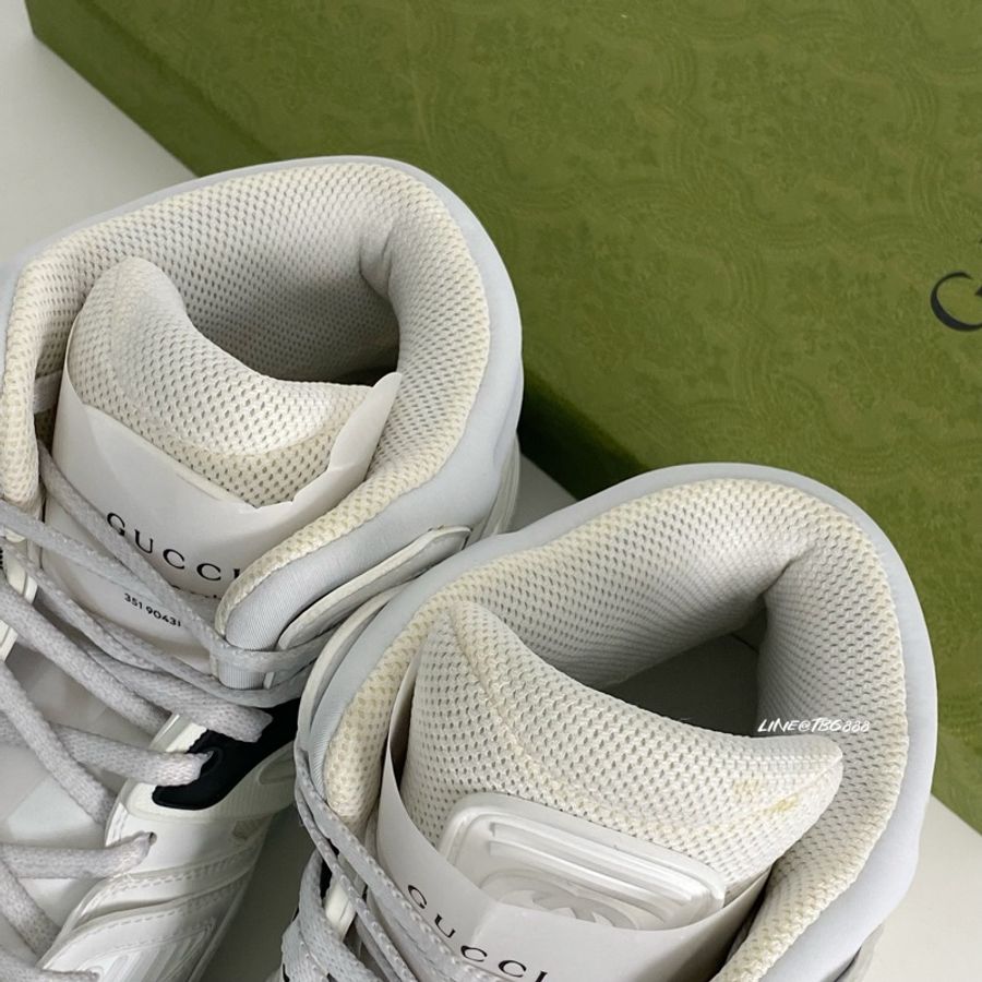 全新未使用 Gucci Basket White Blue 做舊款 籃球鞋-9