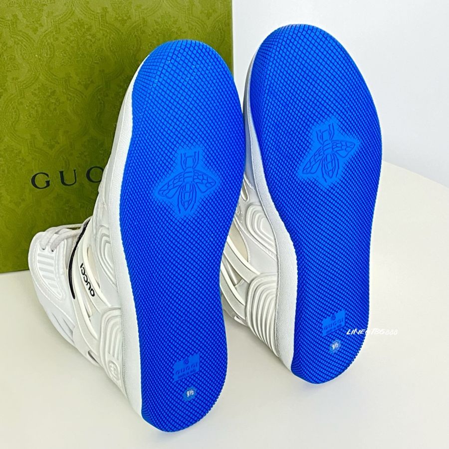 全新未使用 Gucci Basket White Blue 做舊款 籃球鞋-12