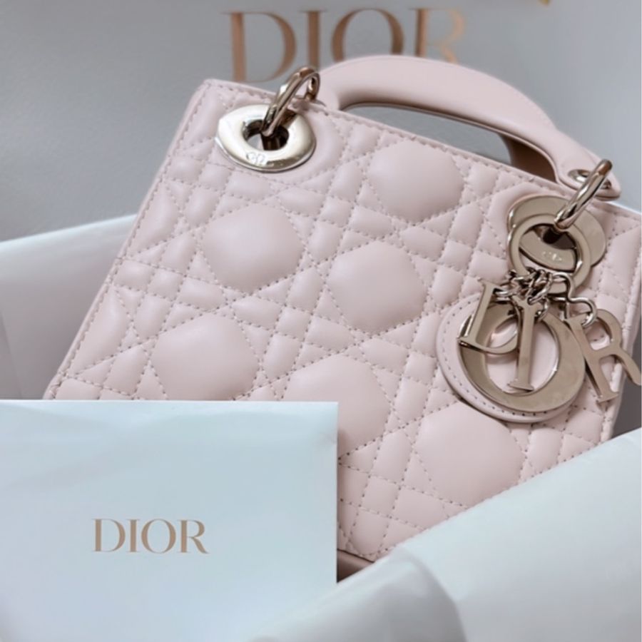 lady Dior 黛妃包mini 淡粉色-0