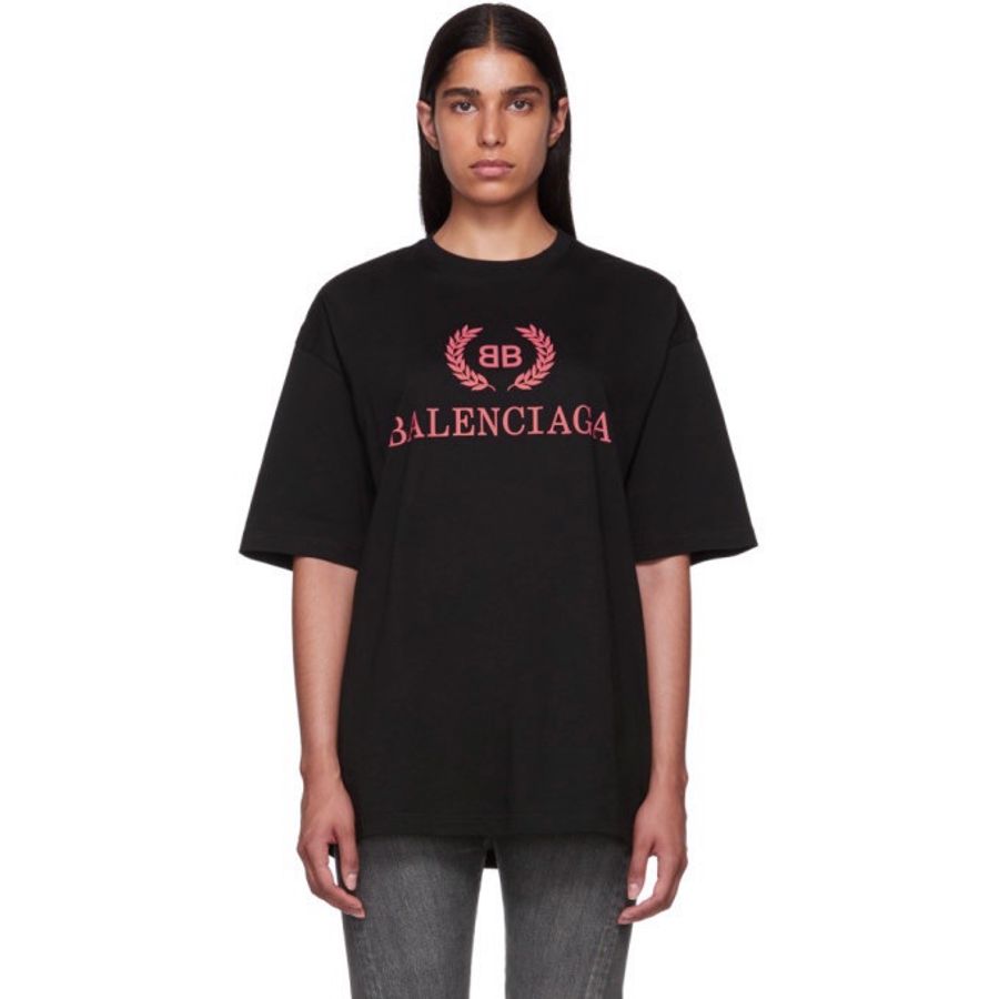 BALENCIAGA 巴黎世家 麥穗BB logo黑色短袖T恤XS-0