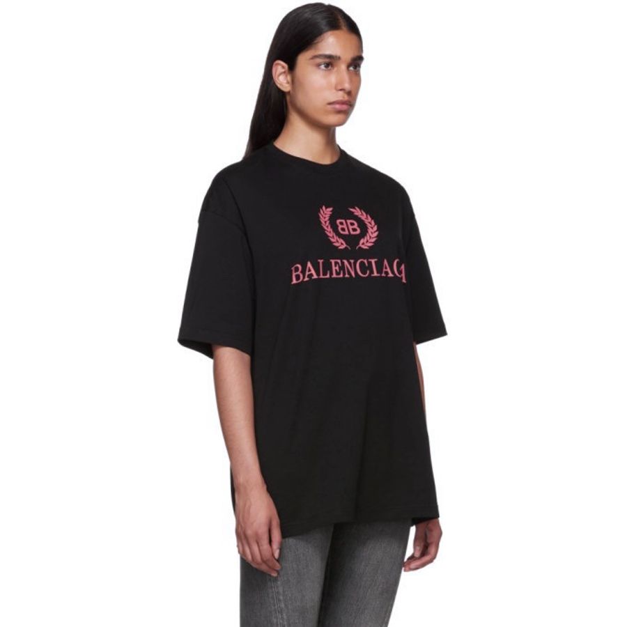BALENCIAGA 巴黎世家 麥穗BB logo黑色短袖T恤XS-1